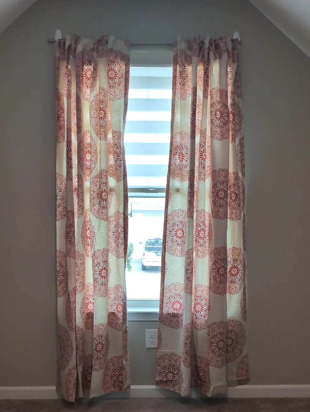 Decorative Tan and Rust Medallion Curtain Panels - Unbranded